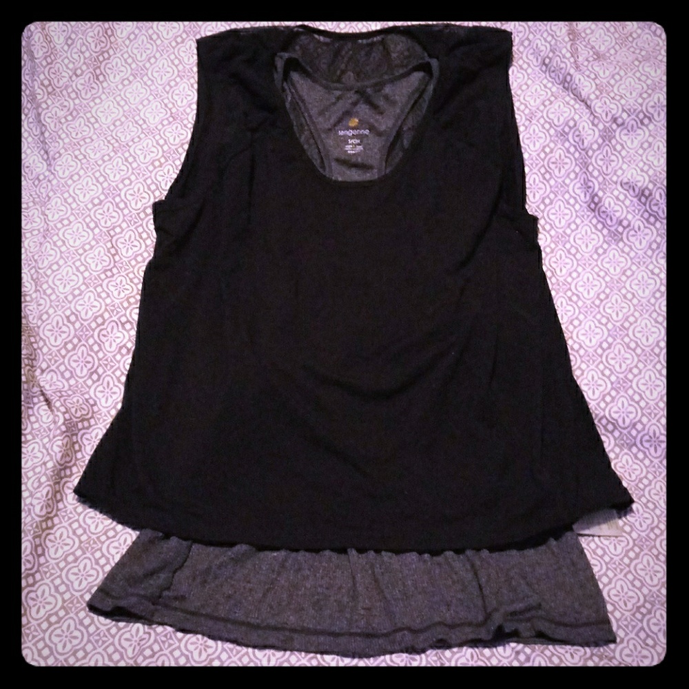 Black and gray layered tank top